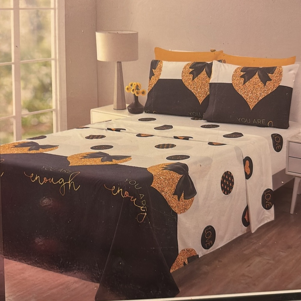 Venetian 6 Piece Sheet Set - White and Gold